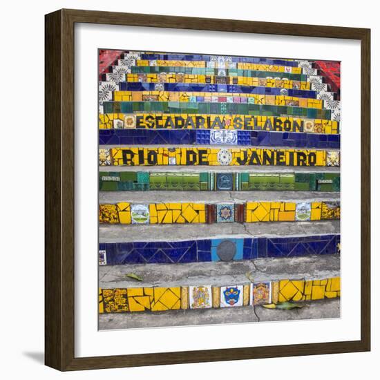 Escadaria Selaron, Lapa/Santa Teresa district, Rio de Janeiro, Brazil-Jon Arnold-Framed Photographic Print