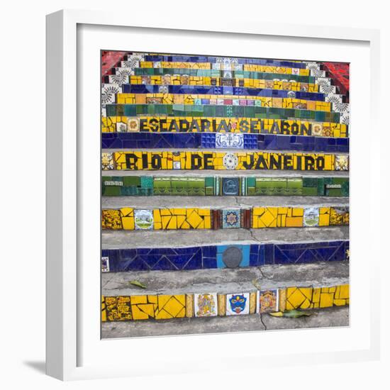 Escadaria Selaron, Lapa/Santa Teresa district, Rio de Janeiro, Brazil-Jon Arnold-Framed Photographic Print