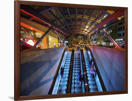 Escalators at the Entrance to a Washington DC Metro Station.-Jon Hicks-Framed Photographic Print