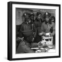 "Escape Kits" (Cyanide) Being Distributed to Black Fighter Pilots at Air Base in Italy, 1945-Toni Frissell-Framed Photo