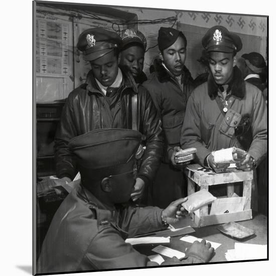 "Escape Kits" (Cyanide) Being Distributed to Black Fighter Pilots at Air Base in Italy, 1945-Toni Frissell-Mounted Photo