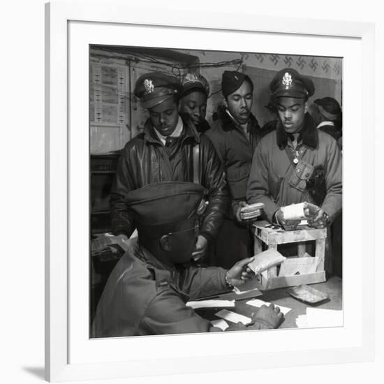 "Escape Kits" (Cyanide) Being Distributed to Black Fighter Pilots at Air Base in Italy, 1945-Toni Frissell-Framed Photo