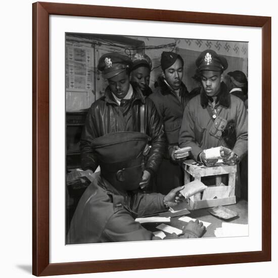 "Escape Kits" (Cyanide) Being Distributed to Black Fighter Pilots at Air Base in Italy, 1945-Toni Frissell-Framed Photo