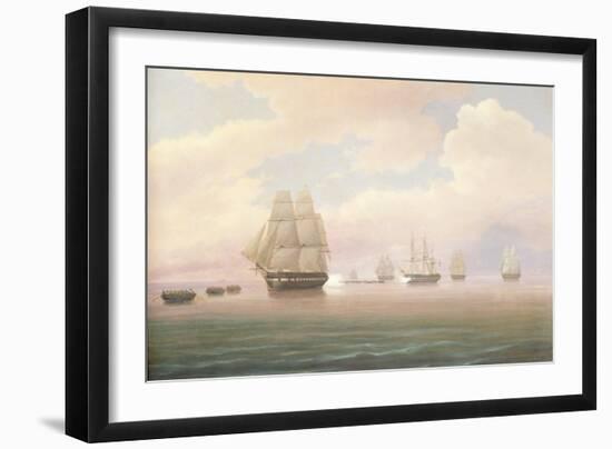 Escape of the U.S. Frigate Constitution, 1838-Thomas Birch-Framed Giclee Print