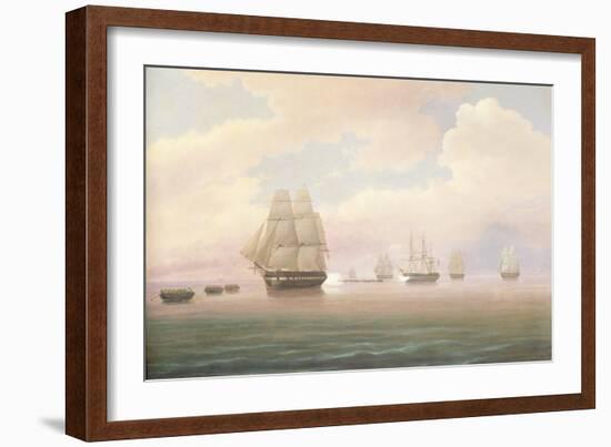 Escape of the U.S. Frigate Constitution, 1838-Thomas Birch-Framed Giclee Print