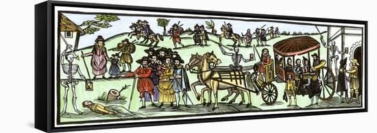 Escape of Villagers to Escape the Plague Epidemic in England, 1630. Colour Engraving.-null-Framed Stretched Canvas