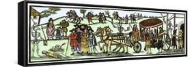 Escape of Villagers to Escape the Plague Epidemic in England, 1630. Colour Engraving.-null-Framed Stretched Canvas