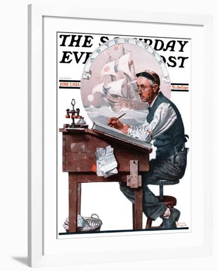 "Escape to Adventure" Saturday Evening Post Cover, June 7,1924-Norman Rockwell-Framed Giclee Print