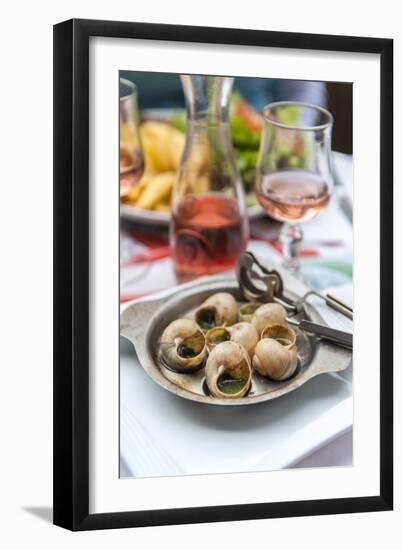 Escargot and Rose wine, Dijon, Burgundy, France-Jim Engelbrecht-Framed Photographic Print