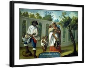 Escena de Mestizaje N13, De Albarazado E India: Barsino-null-Framed Giclee Print