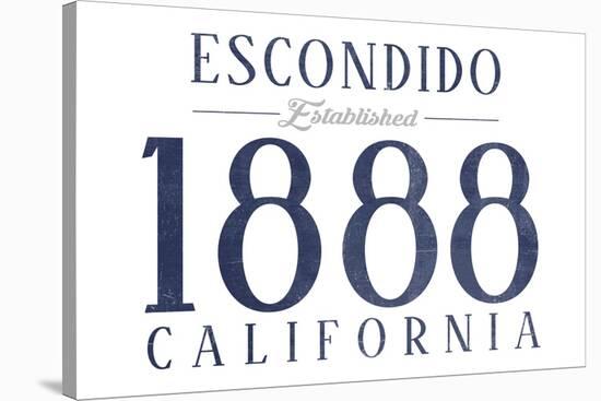 Escondido, California - Established Date (Blue)-Lantern Press-Stretched Canvas