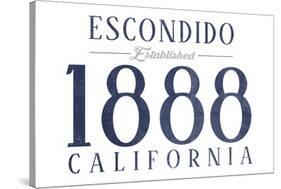 Escondido, California - Established Date (Blue)-Lantern Press-Stretched Canvas