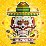 Dia De Los Muertos Day of the Dead Skull-escova-Mounted Art Print