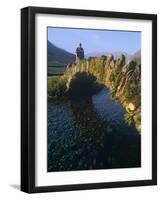 Eskdale, Cumbria, Walkers Crossiing a Tradition Stone Bridge-Paul Harris-Framed Photographic Print