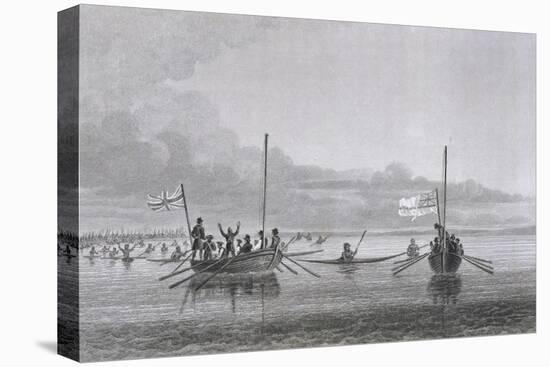 Eskimaux Coming Towards the Boats-Edward Finden-Stretched Canvas