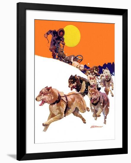 "Eskimo and Dog Sled,"February 29, 1936-Maurice Bower-Framed Giclee Print