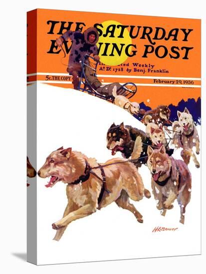 "Eskimo and Dog Sled," Saturday Evening Post Cover, February 29, 1936-Maurice Bower-Stretched Canvas