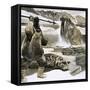 Eskimo Attacking Walrus-English School-Framed Stretched Canvas