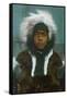 Eskimo Boy named "Menadelook" - Alaska-Lantern Press-Framed Stretched Canvas