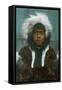 Eskimo Boy named "Menadelook" - Alaska-Lantern Press-Framed Stretched Canvas