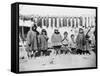 Eskimo Children in front of Dried Salmon Photograph - Alaska-Lantern Press-Framed Stretched Canvas