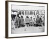 Eskimo Children in front of Dried Salmon Photograph - Alaska-Lantern Press-Framed Art Print