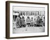 Eskimo Children in front of Dried Salmon Photograph - Alaska-Lantern Press-Framed Art Print