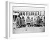 Eskimo Children in front of Dried Salmon Photograph - Alaska-Lantern Press-Framed Art Print