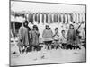 Eskimo Children in front of Dried Salmon Photograph - Alaska-Lantern Press-Mounted Art Print