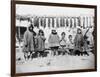 Eskimo Children in front of Dried Salmon Photograph - Alaska-Lantern Press-Framed Art Print