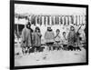 Eskimo Children in front of Dried Salmon Photograph - Alaska-Lantern Press-Framed Art Print