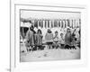 Eskimo Children in front of Dried Salmon Photograph - Alaska-Lantern Press-Framed Art Print