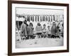 Eskimo Children in front of Dried Salmon Photograph - Alaska-Lantern Press-Framed Art Print