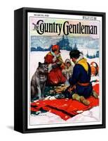 "Eskimo Family Meal," Country Gentleman Cover, March 1, 1928-Frank Schoonover-Framed Stretched Canvas
