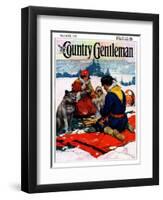 "Eskimo Family Meal," Country Gentleman Cover, March 1, 1928-Frank Schoonover-Framed Premium Giclee Print