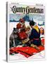 "Eskimo Family Meal," Country Gentleman Cover, March 1, 1928-Frank Schoonover-Stretched Canvas
