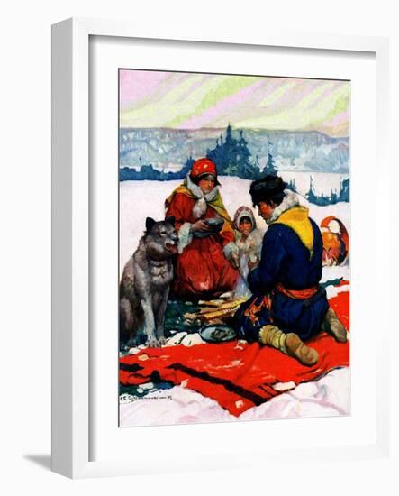 "Eskimo Family Meal,"March 1, 1928-Frank Schoonover-Framed Giclee Print