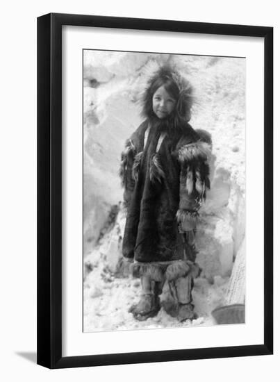 Eskimo Girl in a Parka in Nome, Alaska Photograph - Nome, AK-Lantern Press-Framed Art Print