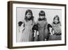 Eskimo Girls with Husky Puppies Photograph - Alaska-Lantern Press-Framed Art Print