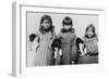 Eskimo Girls with Husky Puppies Photograph - Alaska-Lantern Press-Framed Art Print