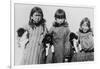 Eskimo Girls with Husky Puppies Photograph - Alaska-Lantern Press-Framed Art Print