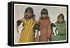 Eskimo Girls with Puppies-null-Framed Stretched Canvas