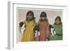 Eskimo Girls with Puppies-null-Framed Art Print