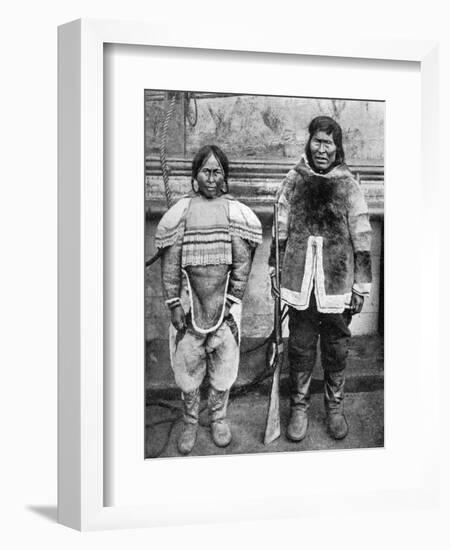 Eskimo Hunter and His Wife in Winter Costume, C1922-Brown Bros-Framed Giclee Print