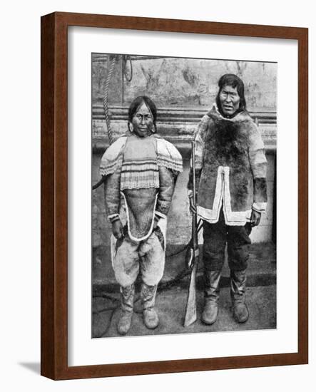 Eskimo Hunter and His Wife in Winter Costume, C1922-Brown Bros-Framed Giclee Print