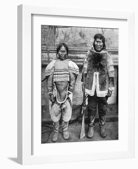 Eskimo Hunter and His Wife in Winter Costume, C1922-Brown Bros-Framed Giclee Print