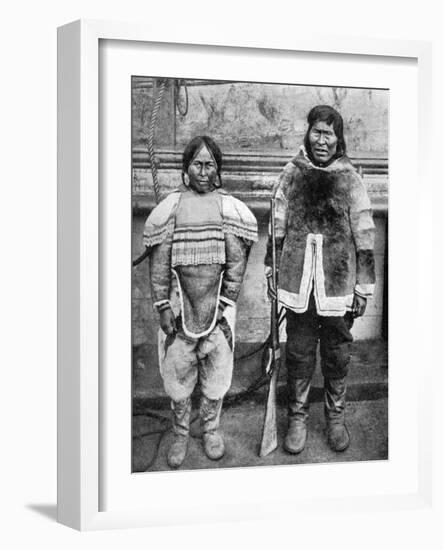 Eskimo Hunter and His Wife in Winter Costume, C1922-Brown Bros-Framed Giclee Print
