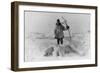 Eskimo Hunter with Polar Bear Photograph - Alaska-Lantern Press-Framed Art Print