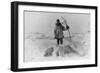 Eskimo Hunter with Polar Bear Photograph - Alaska-Lantern Press-Framed Art Print