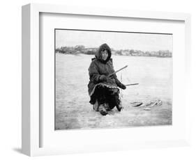 Eskimo Ice Fishing in Nome, Alaska Photograph - Nome, AK-Lantern Press-Framed Art Print